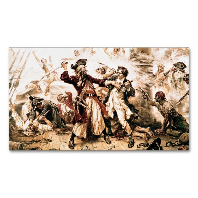 Capture, Pirate Blackbeard, Queen Anne's Revenge Magnetic Business Card (Front)