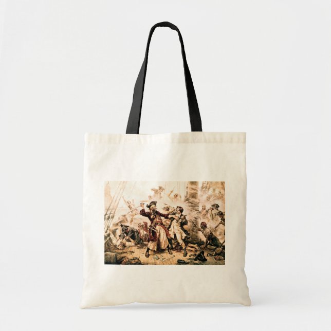 Capture, Pirate Blackbeard, Queen Anne's Revenge Tote Bag (Front)