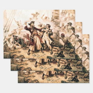 Capture, Pirate Blackbeard, Queen Anne's Revenge Wrapping Paper Sheet