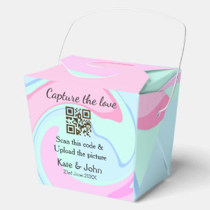 Capture the love add QR scan marble pink blue mix Favour Box