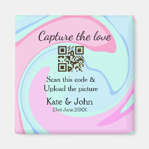Capture the love add QR scan marble pink blue mix Magnet