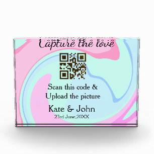 Capture the love add QR scan marble pink blue mix Photo Block