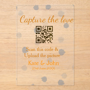 Capture the love add QR scan upload picture blue o Acrylic Invitations
