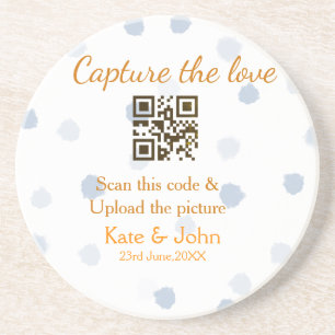 Capture the love add QR scan upload picture blue o Coaster