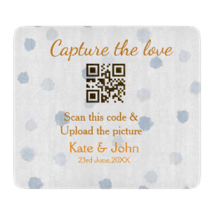 Capture the love add QR scan upload picture blue o Cutting Board