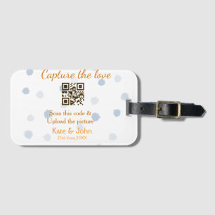 Capture the love add QR scan upload picture blue o Luggage Tag