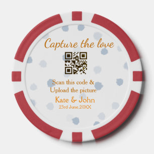 Capture the love add QR scan upload picture blue o Poker Chips
