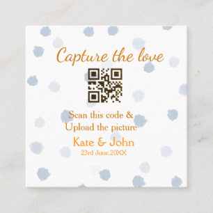 Capture the love add QR scan upload picture blue o Square Business Card