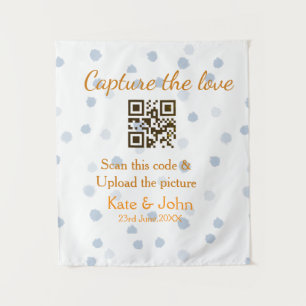 Capture the love add QR scan upload picture blue o Tapestry