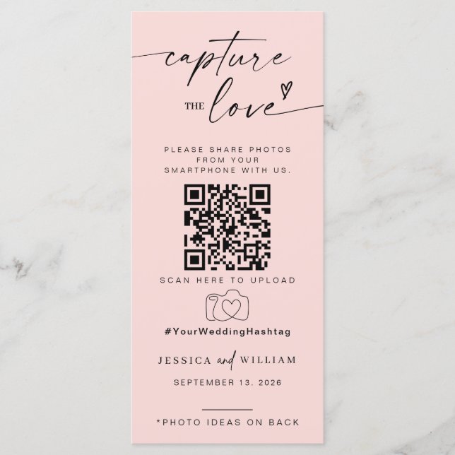 Capture The Love Photo I Spy Wedding Game scavenge Menu (Front)