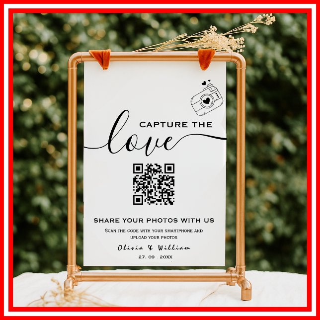 Capture The Love Photo QR Code Modern Wedding  Poster (Creator Uploaded)