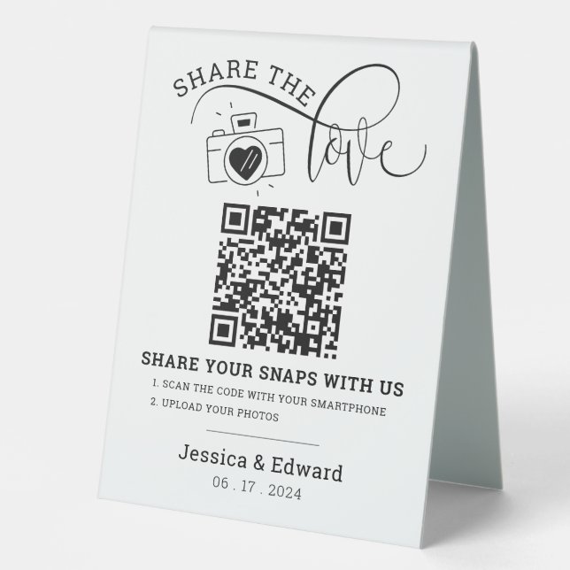 Capture The Love Qr Code Black White Chic Wedding (Front)
