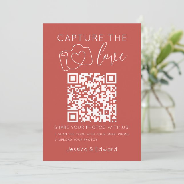 Capture The Love Qr Code Deep Chestnut Chic Modern (Standing Front)