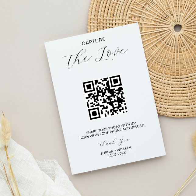 Capture The Love QR Code Minimalist Wedding Photo Enclosure Card (Creator Uploaded)