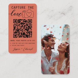 Capture The Love Qr Code Photo Terracotta Wedding Place Card