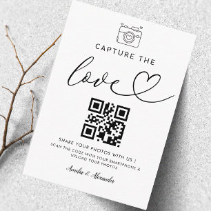 Capture The Love Qr Code Photo Wedding Sign  Enclosure Card