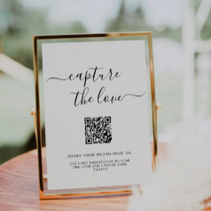 Capture The Love Qr Code Sign, Minimalist Invitation