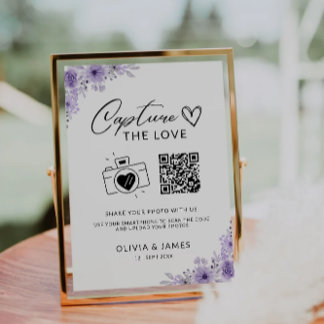 Capture The Love Qr Code Sign, Purple Invitation