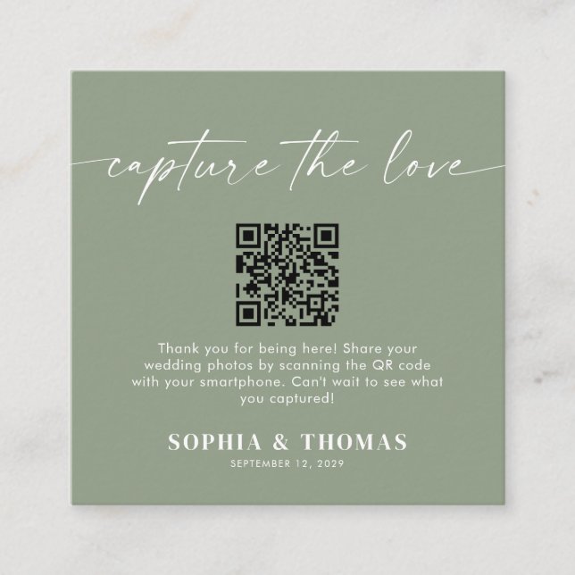 Capture The Love QR Code Wedding Photo Sharing Enclosure Card (Front)