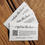 Capture the love QR code wedding photo sharing Enclosure Card<br><div class="desc">Introducing our "Custom QR Code Wedding Photo Sharing Card" – a personalised and convenient way to encourage guests to share their photos from your special day. This card features a custom QR code that guests can scan to easily access your wedding photo sharing platform. Customise every detail to make this...</div>