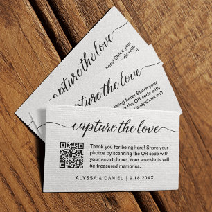 Capture the love QR code wedding photo sharing Enclosure Card