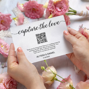 Capture the love QR code wedding photo sharing Enclosure Card
