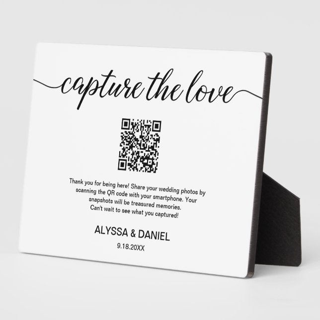 Capture the love QR code wedding photo sharing Plaque (Side)