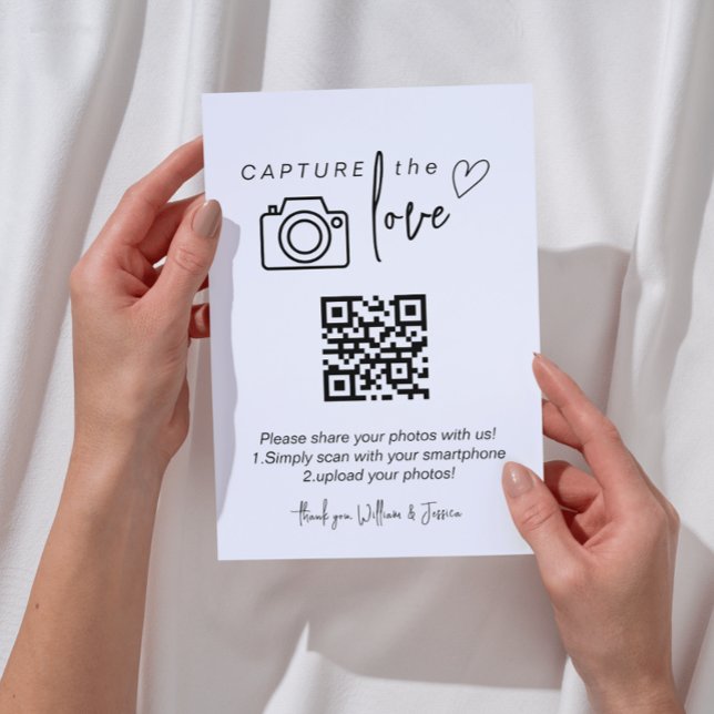 Capture the Love QR Code, Wedding Photo Signs Enclosure Card (Creator Uploaded)