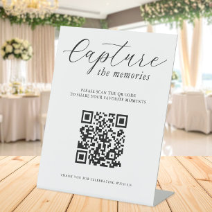 Capture The Memories Wedding Photo QR Code Pedestal Sign