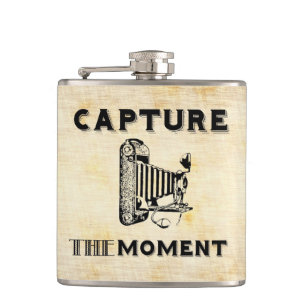 Capture the Moment Vintage Camera Photographer Hip Flask