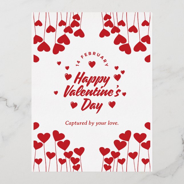 "Captured by Your Love" – Elegant Modern Valentine Foil Holiday Postcard (Front)