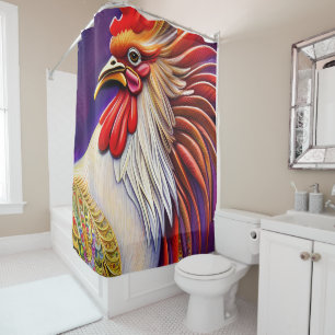 Capturing the Rooster's Elegance Shower Curtain