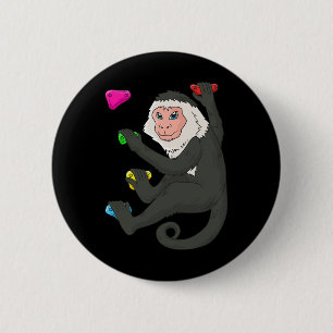 Capuchin Monkey Bouldering Climbing Wall 6 Cm Round Badge