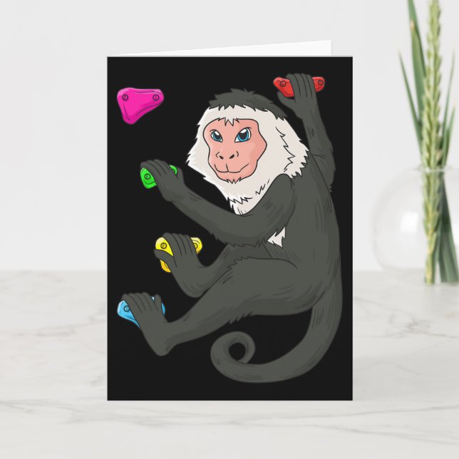 Capuchin Monkey Bouldering Climbing Wall  Card (Front)