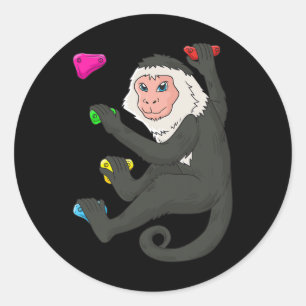 Capuchin Monkey Bouldering Climbing Wall  Classic Round Sticker