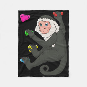 Capuchin Monkey Bouldering Climbing Wall Fleece Blanket