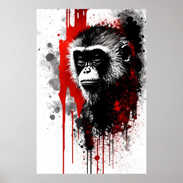 Capuchin Monkey Ink Painting Poster (Front)