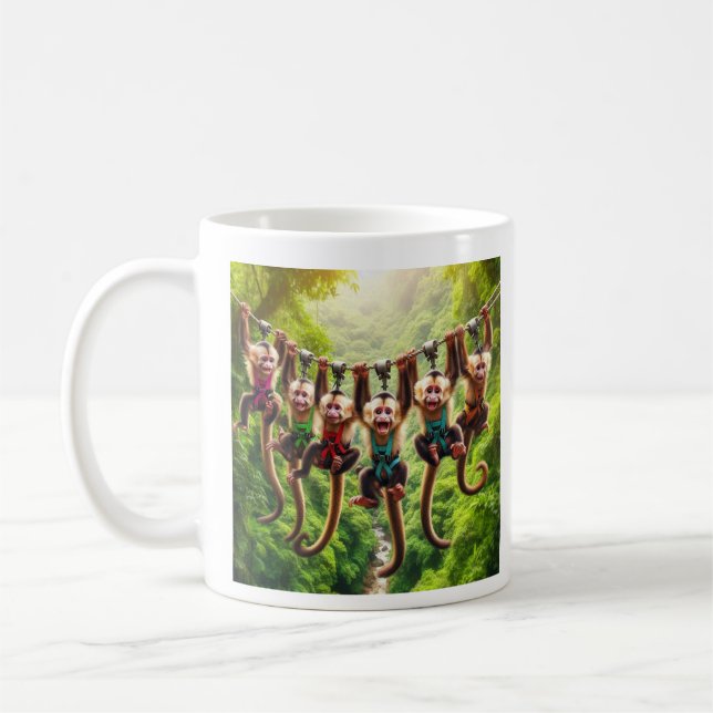 Capuchin Monkeys On A Canopy Tour Coffee Mug (Left)