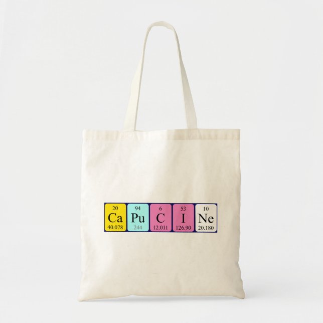 Capucine periodic table name tote bag (Front)