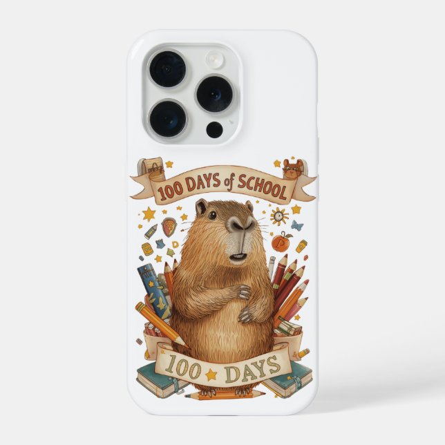 Capy 100 Days of School iPhone Case (Back)