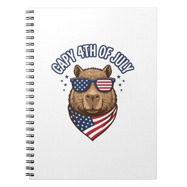 Capy 4th of July Patriotic Capybara Vector Design_ Notebook (Front)