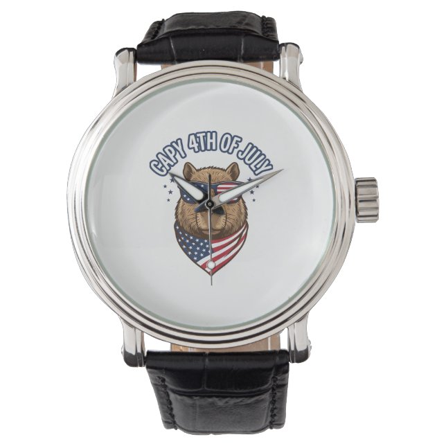 Capy 4th of July Patriotic Capybara Vector Design_ Watch (Front)