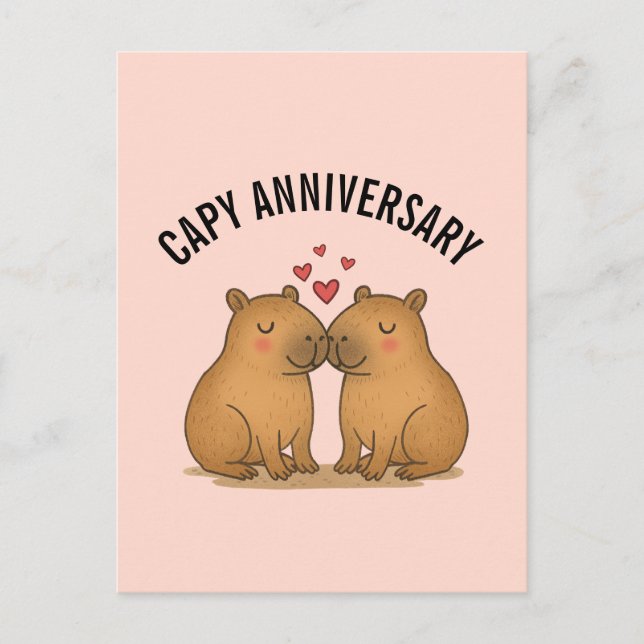Capy Anniversary Valentines Cute Capybara Postcard (Front)