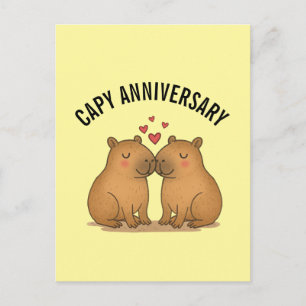 Capy Anniversary Valentines Cute Capybara Postcard
