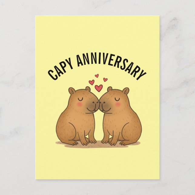 Capy Anniversary Valentines Cute Capybara Postcard (Front)