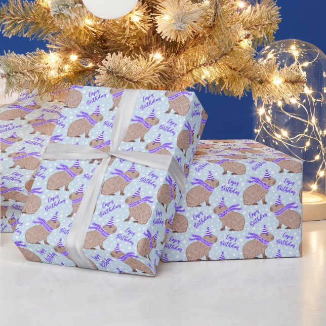 Capy Birthday Capybara Funny Animal Lovers Wrapping Paper (Holidays)