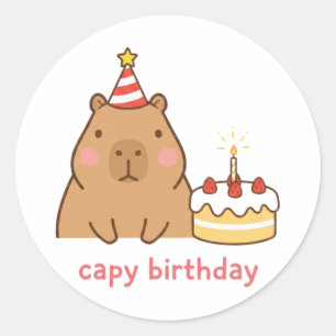 Capy Birthday Cute Capybara Party Classic Round Sticker