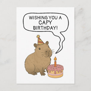 Capy Birthday Cute Handdrawn Capybara Pun Lover Postcard