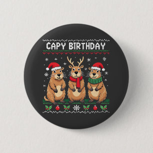Capy Birthday Ugly Christmas Sweater Capybara 6 Cm Round Badge