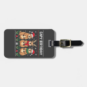 Capy Birthday Ugly Christmas Sweater Capybara Luggage Tag